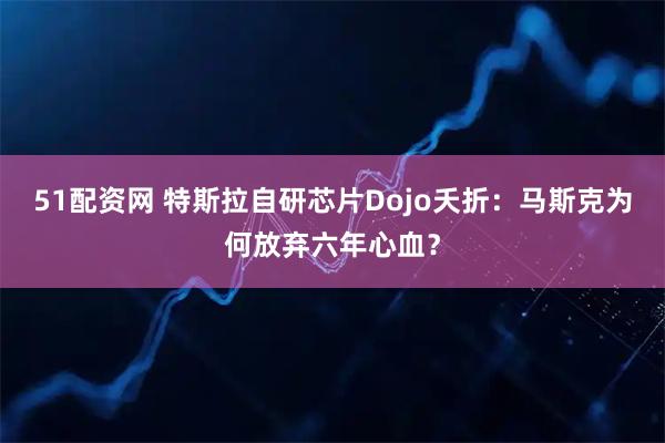 51配资网 特斯拉自研芯片Dojo夭折：马斯克为何放弃六年心血？